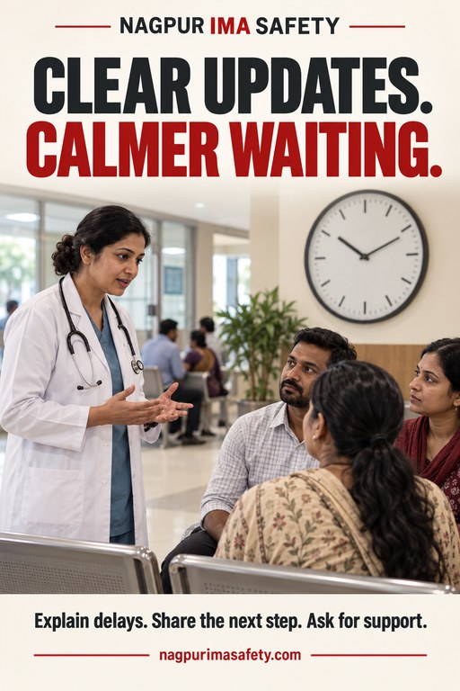 CLEAR UPDATES. CALMER WAITING. — Explain delays. Share the next step. Ask for support.
