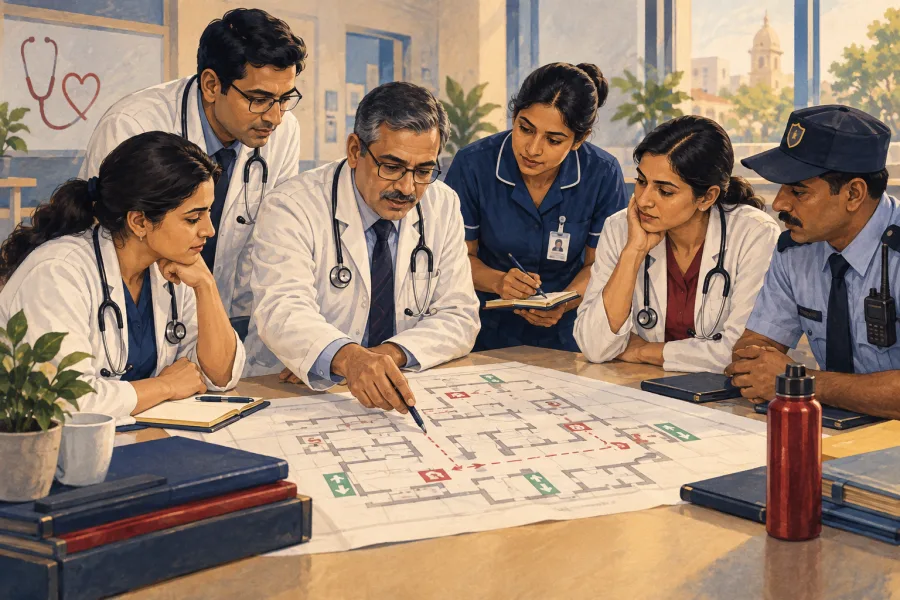 Illustration of a hospital team planning together